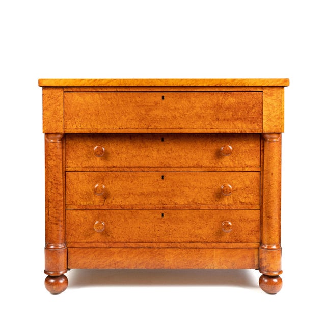 American American Neo Classic Bird's Eye Maple Four Drawer Chest For Sale - Image 3 of 9