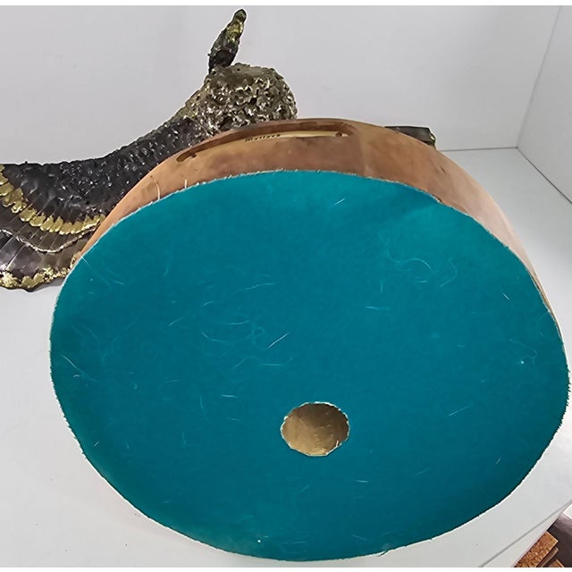 Bronze 1970s Bronze Mallard Duck Sculpture by James H. Scorse Wooden Base Plaque MCM For Sale - Image 8 of 12