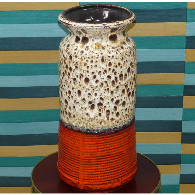 Brown-Orange Fat Lava Ceramic Floor Vase from Jasba, 1970s For Sale - Image 11 of 15