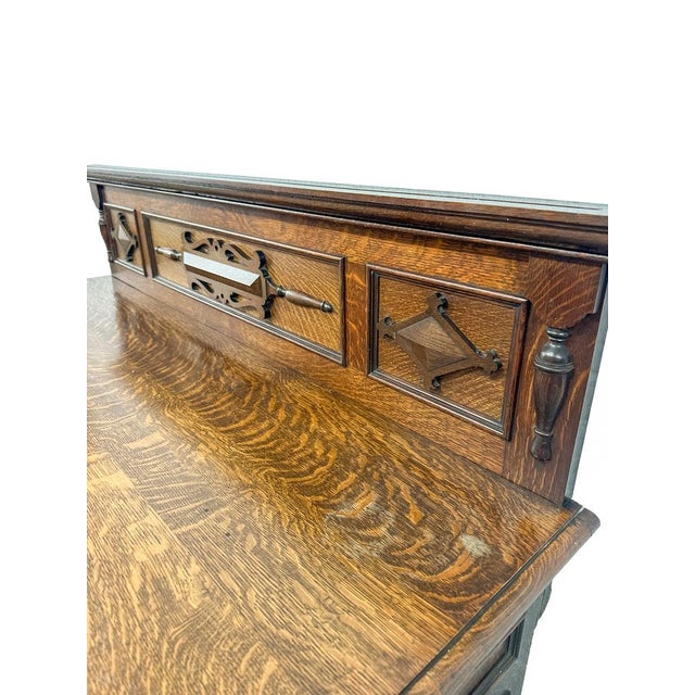 Brown Arts & Crafts Quarter Sawn Oak Sideboard, 1890s For Sale - Image 8 of 12