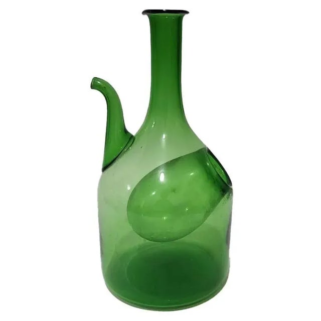 Vintage Italian green hand blown glass wine decanter. Versatile Usage: With an ice cavity pocket, it can be used as a cold...