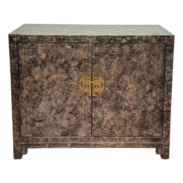 Vintage Henredon Faux Tortoise Shell Finish Server Cabinet For Sale
