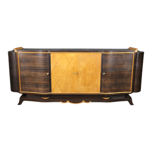 Rare Macassar Ebony and Satinwood French Art Deco Sideboard in The manner Leleu