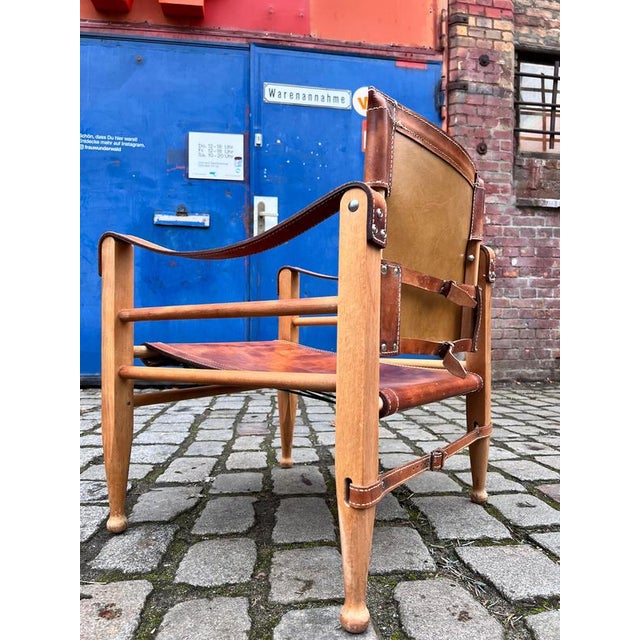 Safari Armchair with Cognac-Colored Leather Upholstery from Aage Bruun & Søn For Sale - Image 4 of 11