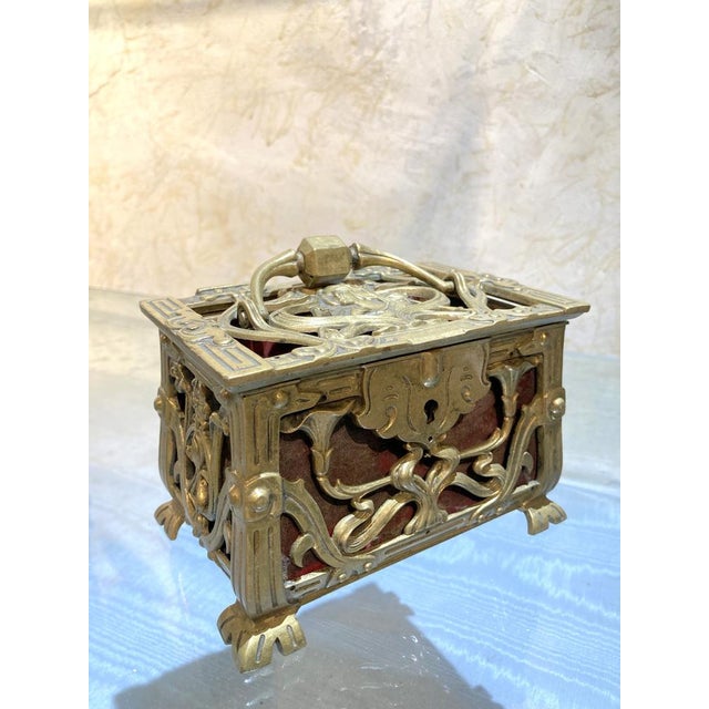 Antique French Art Nouveau Pierced Gilt Bronze Jewelry Box, 1880s For Sale - Image 10 of 15