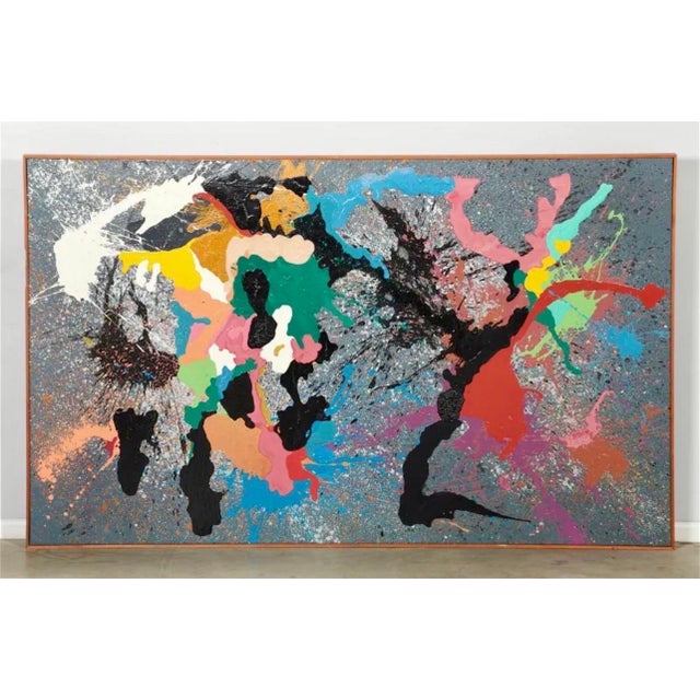 Ronald Davis, Large Color California Abstract Expressionist Copolymer Vinyl Painting Ron Davis, 1983 For Sale