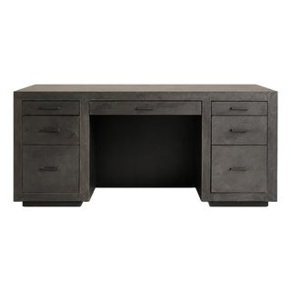 Restoration Hardware La Salle 7-Drawer Metal-Wrapped Desk in Zinc For Sale
