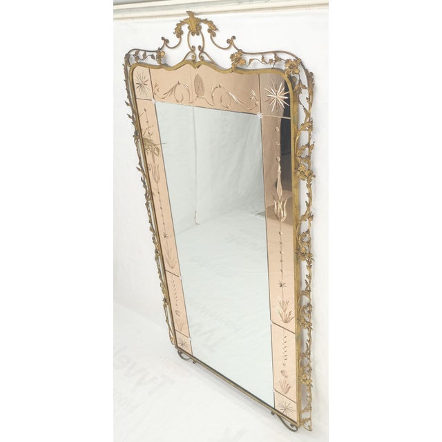 Large Standing 9' Tall Forged Gold Gilt Metal Leafs & Flowers Mirror CLEAN! For Sale - Image 10 of 14
