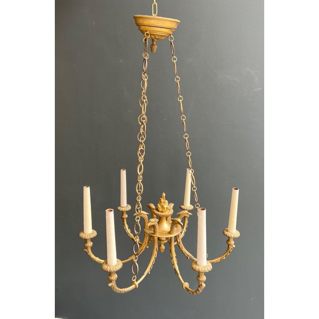Traditional 1900s Empire Bronze with Golden Eagle Heads and Flame Chandelier For Sale - Image 3 of 12