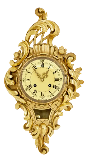 Mid-Century Swedish Rococo Revival Carved Gilt Clock, 1950s