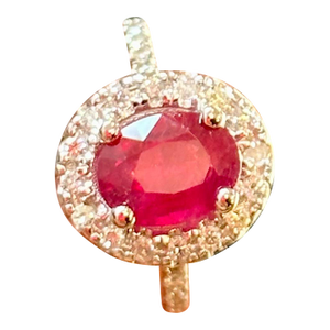 3 Carat Oval Treated Ruby & 1.25 Ct Diamond Ring 14 Karat White Gold Size 6