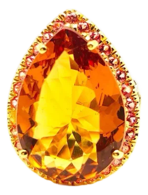 Bochic “Orient” Vintage Sapphire & Orange Citrine Ring Set In 18K Gold & Silver