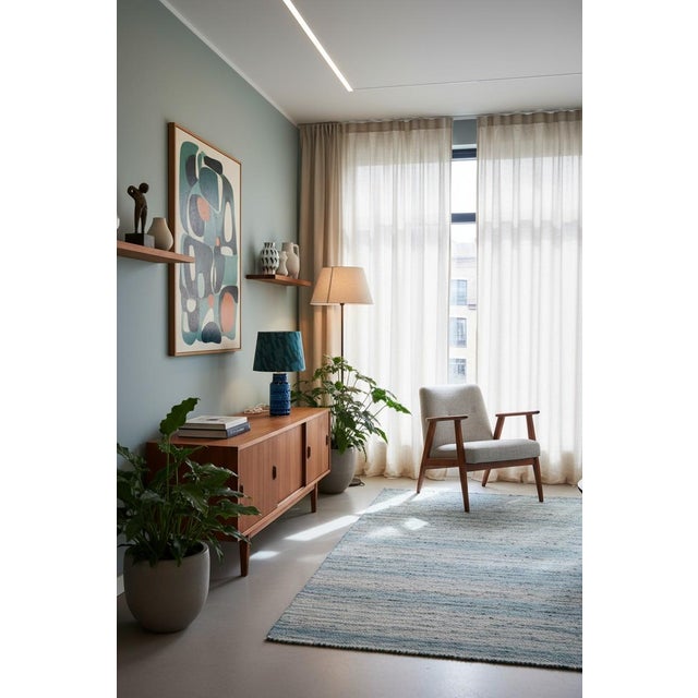 Mid-Century Modern Danish Blue and Green Ceramic Table Lamp by Lyskær Belysning, 1960s For Sale - Image 10 of 12