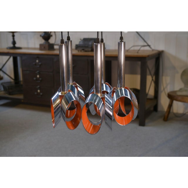 Chrome Metal Cascade Pendant Light from Massive Lighting, 1960s For Sale - Image 4 of 8