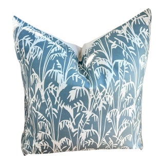 Blue & White Botanical Pillow With Down Insert – Coastal Designer Accent Pillow by Emily Daws 24x24 For Sale