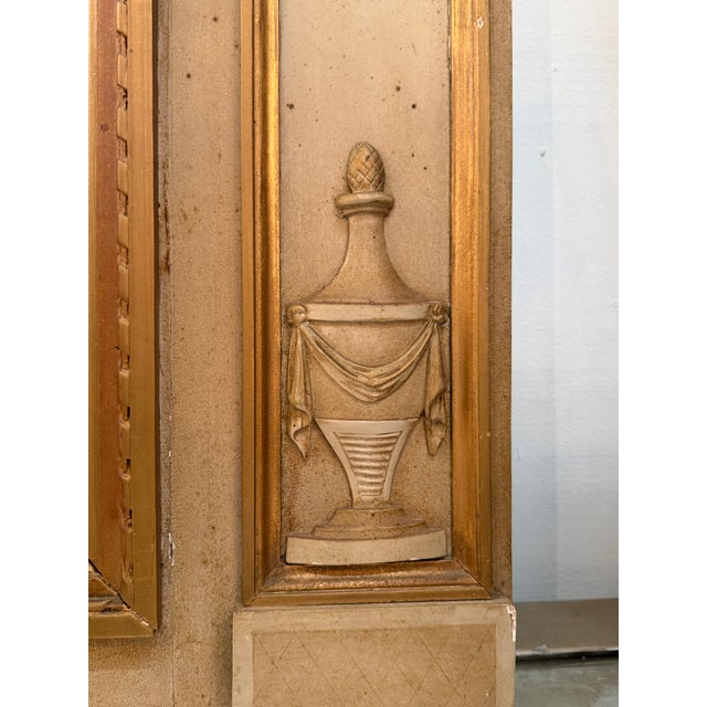French Antique 19th-Century French Louis XVI Style Painted & Gilded Trumeau Mirror For Sale - Image 3 of 7