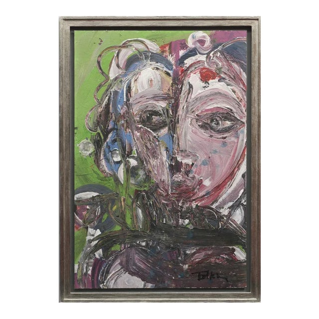 Markus Tollmann, Face, 1990s, Oil on Cardboard For Sale