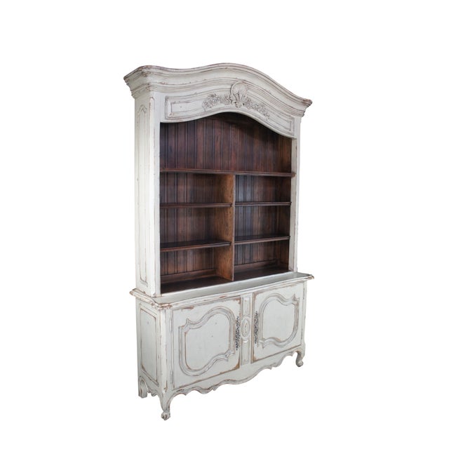 Shabby Chic Late 20th Century Monumental Habersham Plantation Chic French Provincial Hutch China Cabinet 102" For Sale - Image 3 of 18