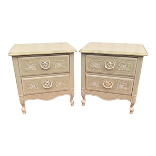 Italian Floral Embossed Commode Nightstands- a Pair For Sale