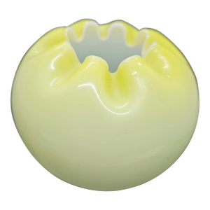 Antique Mt. Washington Art Glass Hand Blown Yellow Satin Rose Bowl Cased Vase