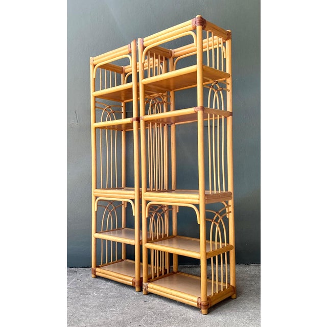 Vintage Rattan Etagere Shelves - A Pair For Sale - Image 9 of 15