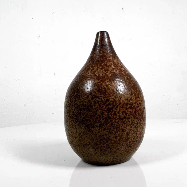 1970s Modern Studio Art Speckled Glazed Weed Pot Bud Vase For Sale - Image 10 of 12