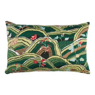 Schumacher Rolling Hills 18" Lumbar Pillow in Green For Sale