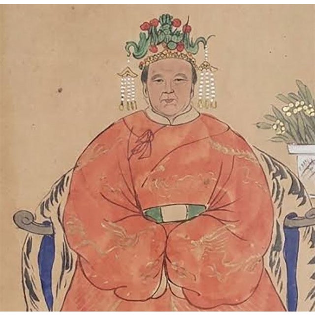 Antique Chinese Qing Dynasty Ancestor Portraits – A Pair For Sale In Las Vegas - Image 6 of 7