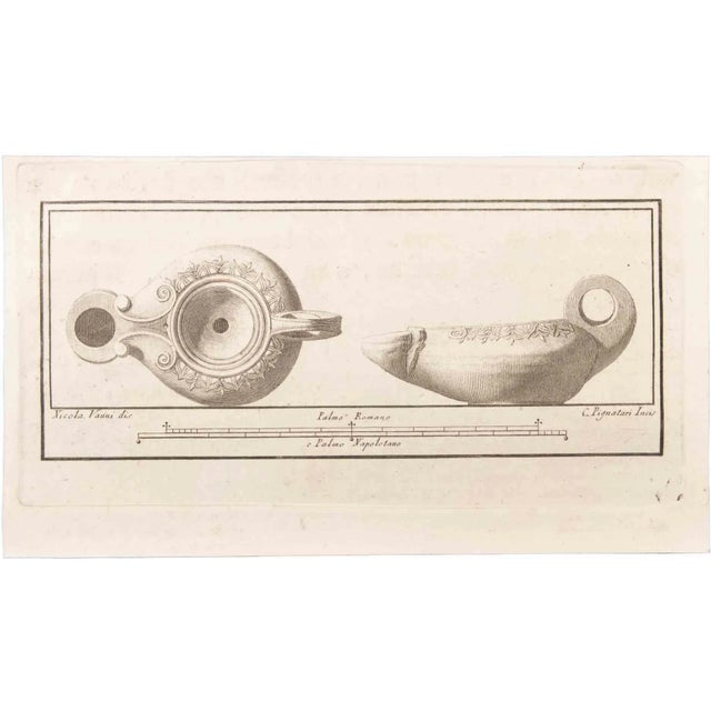 Oil lamp with decoration is an etching realized by carlo pignatari (18th century). The etching belongs to the print suite...