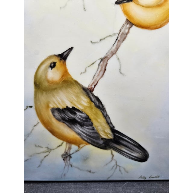 Antique Handpainted Warbler Tile, Signed Betty Smith