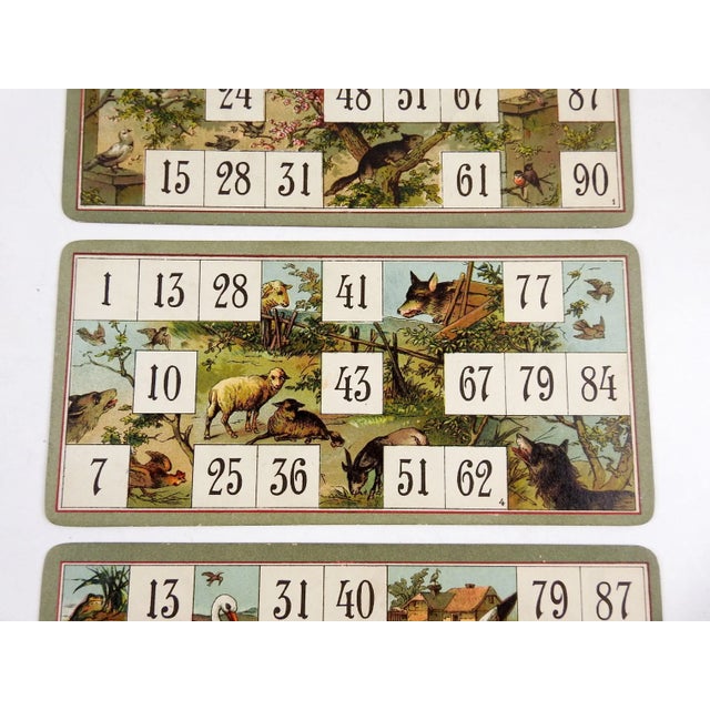 Antique Lithograph Lotto Game Cards Storks & Wolf - Set of 3 For Sale - Image 4 of 6