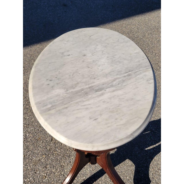 Brown 19th Century American Victorian Marble Side Table For Sale - Image 8 of 18