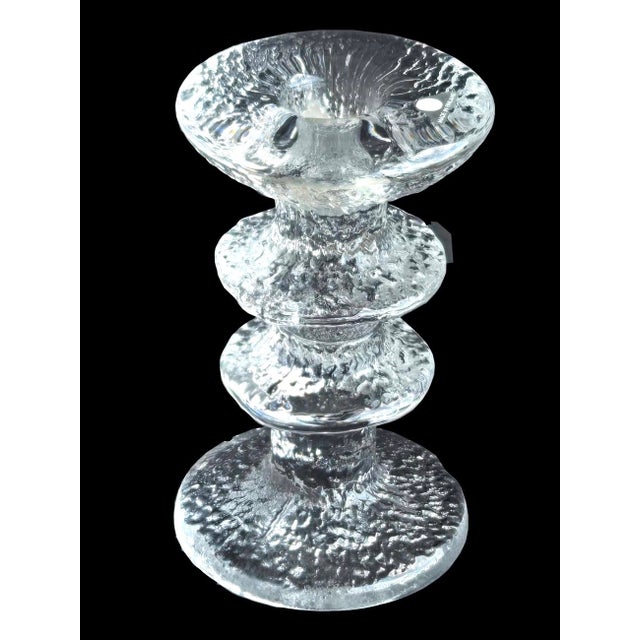 Offered is a lovely textured art glass candle holder designed by Timo Sarpaneva for Iitala in the 1970s for their Festivo...