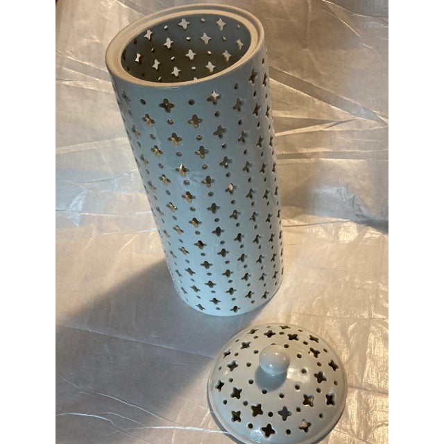 Contemporary 2000s Ceramic Vase Lantern With Lid For Sale - Image 3 of 6