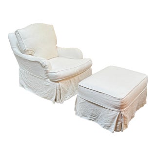 Restoration Hardware Classic Camelback Rocker/Glider + Ottoman For Sale