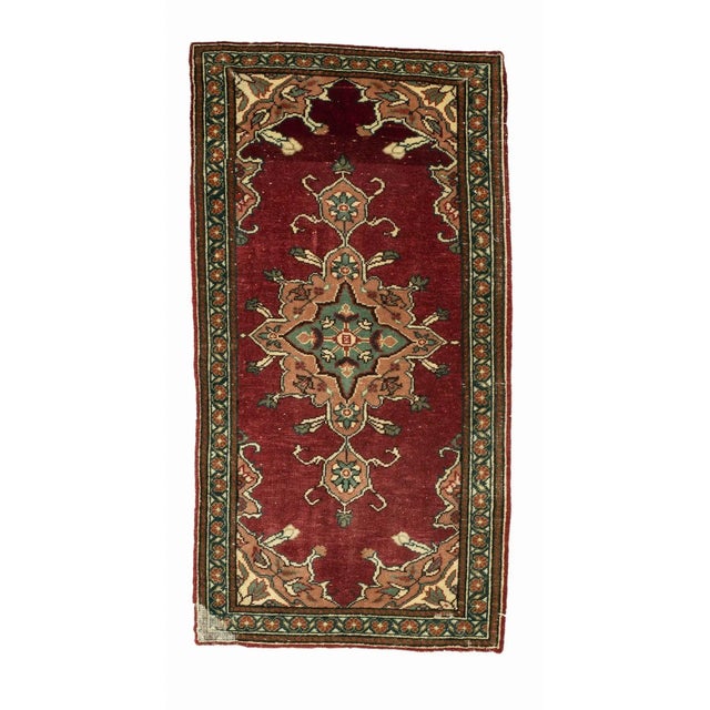 Vintage Mini Turkish Rug For Sale - Image 4 of 4