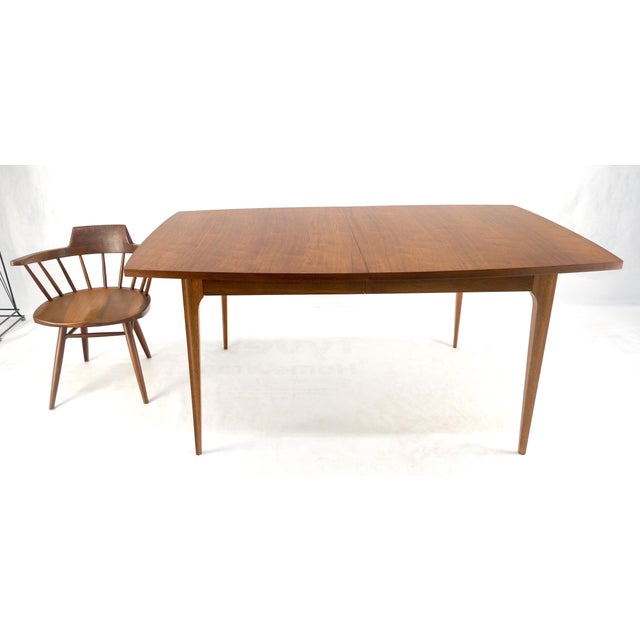 Tapered Legs Walnut 3 Leaves Danish Mid Century 66" Long Dining Table MINT! For Sale - Image 13 of 13