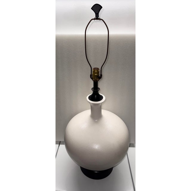 Huge wide body mid-century, modern, turned studio pottery ceramic lamp. Simply amazing! Such a great piece. Eye catching...