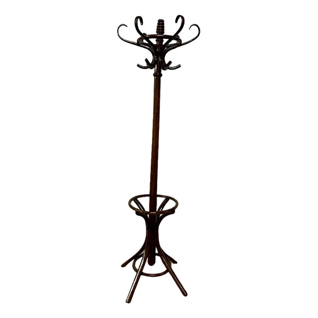 Art Nouveau Brown Beech Coat Rack For Sale