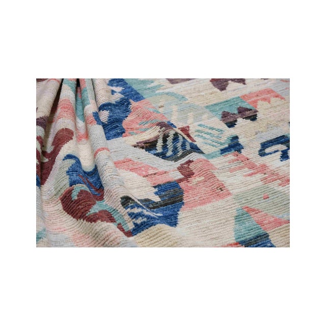Modern Multicolor Hand Knotted Wool Rug For Sale - Image 4 of 8