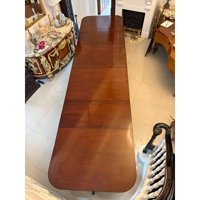 Antique English Mahogany Banquet Dining Table 22/24 Seater 4 Pedestal 3 Leaves , 1920 For Sale - Image 6 of 13