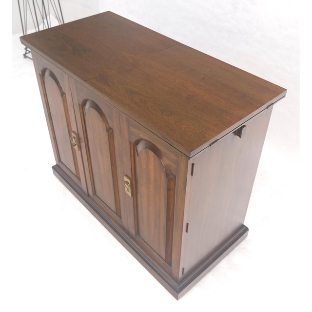 Solid Cherry Raised Panel Doors Liquor Bar Serving Flip Top Cabinet MINT For Sale - Image 17 of 18