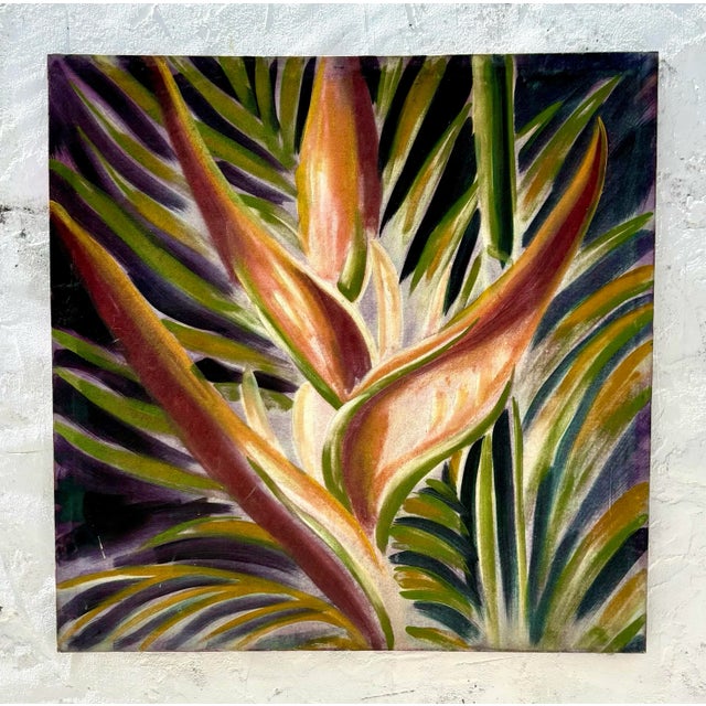 Boho Chic Vintage Tropical Botanical Painting For Sale - Image 3 of 6