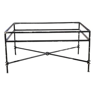 Vintage Regency Giacometti Style Wrought Iron Rectangular Coffee Table Base For Sale