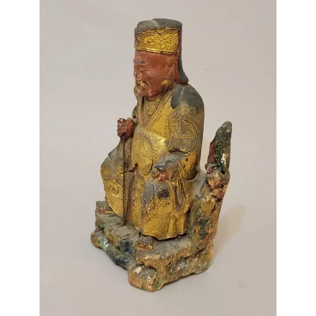 Chinese Early 19th Century Chinese Gilt Lacquer Wood Carved Temple Seated Buddha Statue For Sale - Image 3 of 12