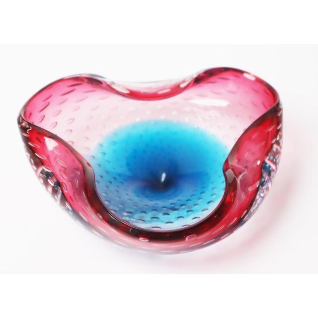 Large Pink and Turquoise Muranoglass Shell attributed to Venini by Carlo Scarpa, 1950s For Sale - Image 9 of 14