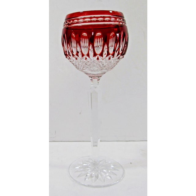 1990s 1990s Waterford Crystal Clarendon Ruby Red Hock Glass 8" Tall - Set of 8 For Sale - Image 5 of 14
