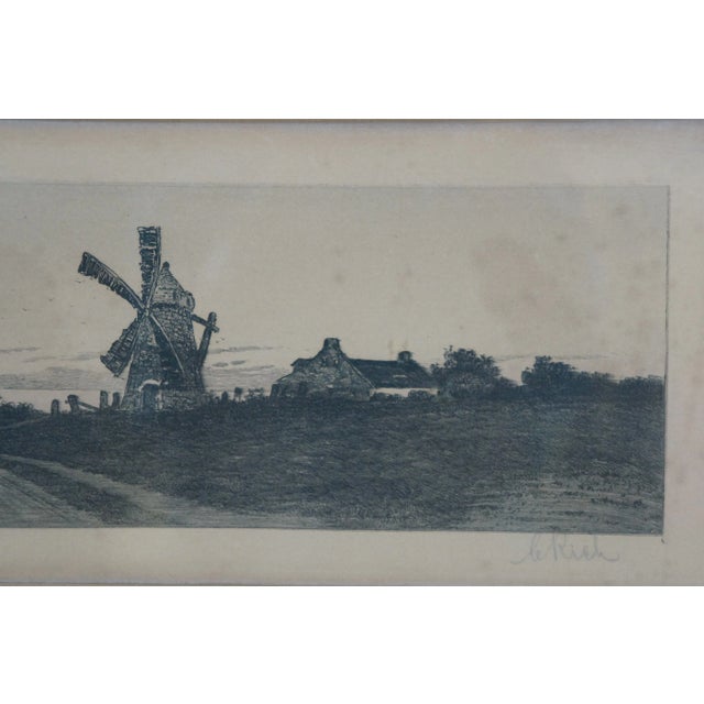 Late 19th Century Late 19th Century Antique Henri Le Riche Signed Windmill Riverscape Landscape Etching 26", Framed For Sale - Image 5 of 12