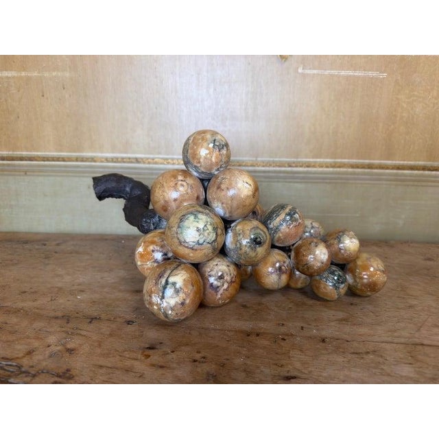 A stunning embodiment of vintage European elegance. This hand-carved alabaster grape cluster is a quintessential Mid-...