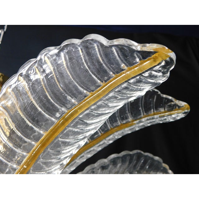 Vintage Palmette Pendant Light in Crystal Glass with Gold Thread, 1985 For Sale - Image 12 of 14